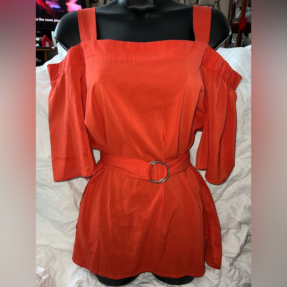 Suzy Shier Cold Shoulder Blouse